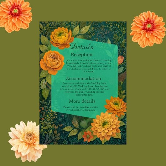 素朴エレガントな秋のフローラ結婚の エンクロージャーカード