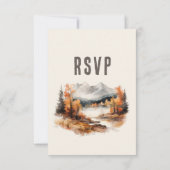 素朴エレガントな秋の山の結婚風景 出欠カード (裏面)