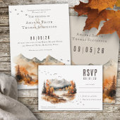 素朴エレガントな秋の山の結婚風景 出欠カード