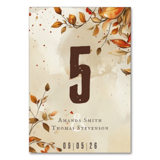 素朴エレガントな秋結婚の季節 テーブルナンバー (裏面)