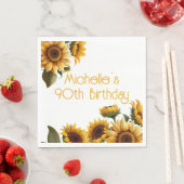 素朴エレガントひまわり白90誕生日 スタンダードランチョンナプキン (インサイチュ)