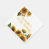 素朴エレガントひまわり白90誕生日 スタンダードランチョンナプキン (角)