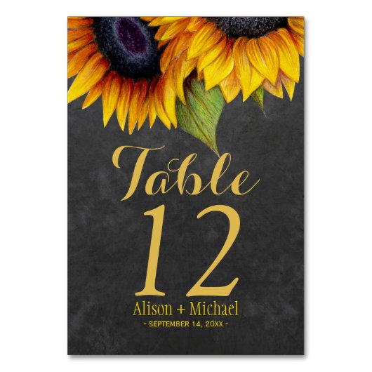 素朴エレガントひまわり秋の結婚式表 テーブルナンバー (正面)