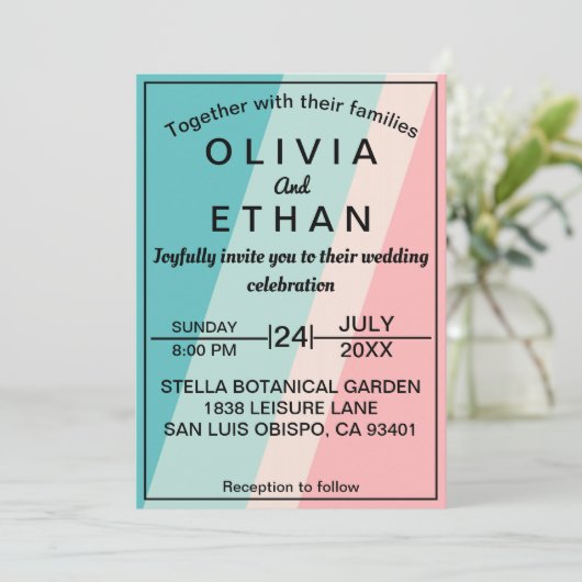 素朴エレガントカラフルスタイリッシュ結婚式招待状 招待状 (スタンド正面)