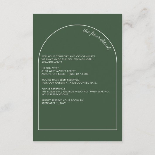 素朴エレガントシンプルモダンアーチグリ結婚ーン エンクロージャーカード (正面)