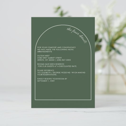 素朴エレガントシンプルモダンアーチグリ結婚ーン エンクロージャーカード (スタンド正面)