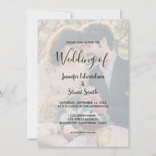 素朴エレガントシンプル書結婚写真 招待状 (正面)