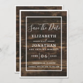 素朴エレガントシンプルBarn Wood Save The Date 招待状 (正面/裏面)