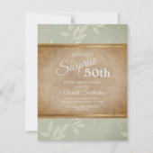 素朴エレガントセージ葉グリン50誕生日 招待状 (正面)