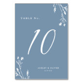 素朴エレガントダスティブルーワイルドフラワーズボホ結婚の テーブルナンバー (正面)