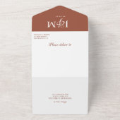 素朴エレガントテラコッタ写真モノグラム結婚ズ オールインワン招待状 (外側)