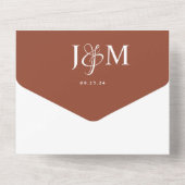 素朴エレガントテラコッタ写真モノグラム結婚ズ オールインワン招待状 (裏面)