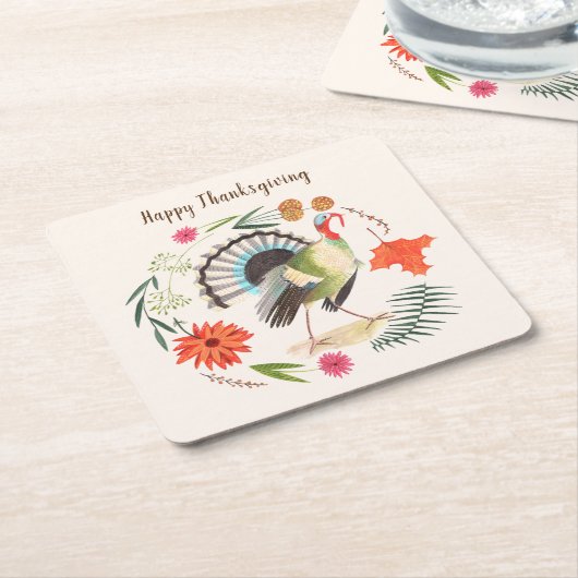 素朴エレガントトルコ感謝植物園 スクエアペーパーコースター (アングル)
