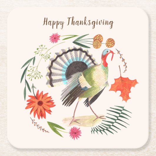 素朴エレガントトルコ感謝植物園 スクエアペーパーコースター (正面)