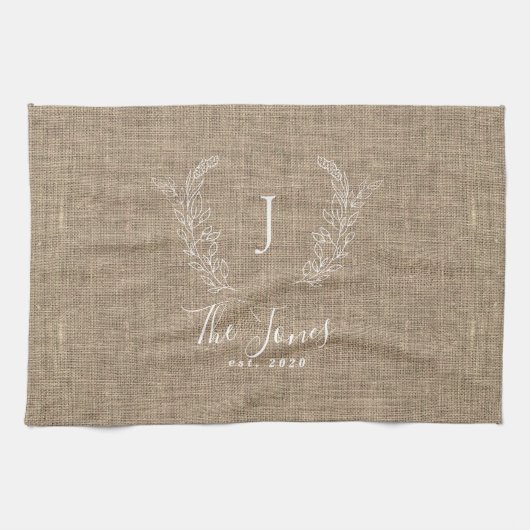 素朴エレガントパーソナライズされた名 キッチンタオル (横)