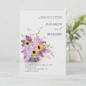 素朴エレガントヒマワラシフローラボホ結婚ス 招待状 (スタンド正面)