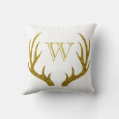素朴エレガントフェイク金ゴールドグリッターディア〔雄ジカの〕枝角 クッション (裏面)