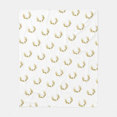 素朴エレガントフェイク金ゴールドグリッターディア〔雄ジカの〕枝角 フリースブランケット (正面)