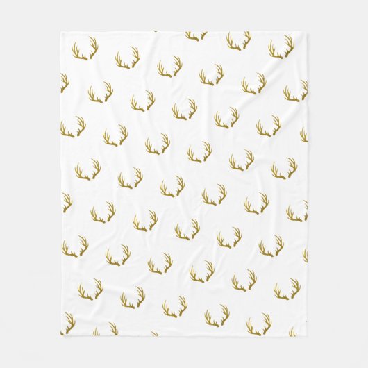 素朴エレガントフェイク金ゴールドグリッターディア〔雄ジカの〕枝角 フリースブランケット (正面)