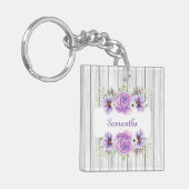素朴エレガントフローラデザイン名の追加 キーホルダー (正面左)