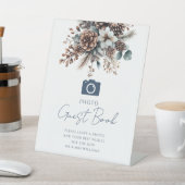 素朴エレガントフローラピネコーンゲストブック結婚ズ 台座サイン (インサイチュ)