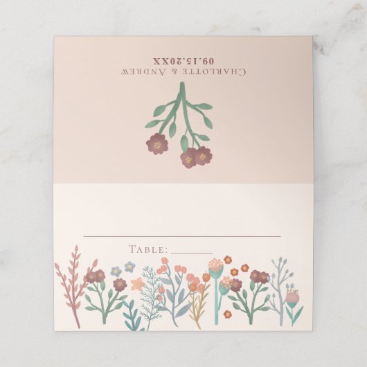 素朴エレガントフローラボホ結婚ワイルドフラワー プレイスカード (外部開封)