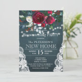 素朴エレガントフローラ冬引っ越し祝いパーティーパーティー 招待状 (スタンド正面)