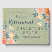 素朴エレガントフローラ水色退職パーティー ゲストブック (正面)