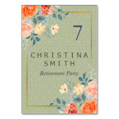 素朴エレガントフローラ水色退職パーティー テーブルナンバー (正面)