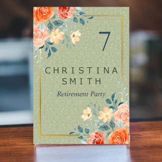 素朴エレガントフローラ水色退職パーティー テーブルナンバー