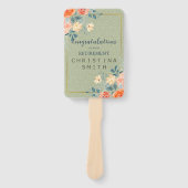 素朴エレガントフローラ水色退職パーティー ハンドファン (正面)