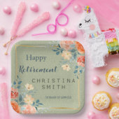 素朴エレガントフローラ水色退職パーティー ペーパープレート (パーティー)