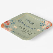 素朴エレガントフローラ水色退職パーティー ペーパープレート (傾斜あり)