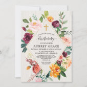 素朴エレガントフローラ秋水彩《キリスト教》洗礼式や命名式 招待状 (正面)