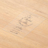 素朴エレガントフローラ結婚スケッチ アクリル招待状 (レイダウン)