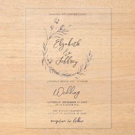 素朴エレガントフローラ結婚スケッチ アクリル招待状