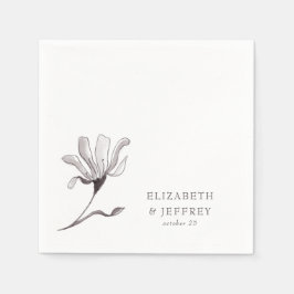 素朴エレガントフローラ結婚スケッチ スタンダードカクテルナプキン