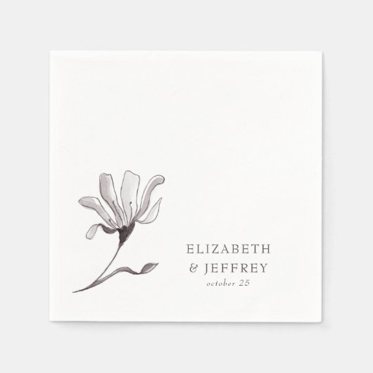 素朴エレガントフローラ結婚スケッチ スタンダードカクテルナプキン (正面)