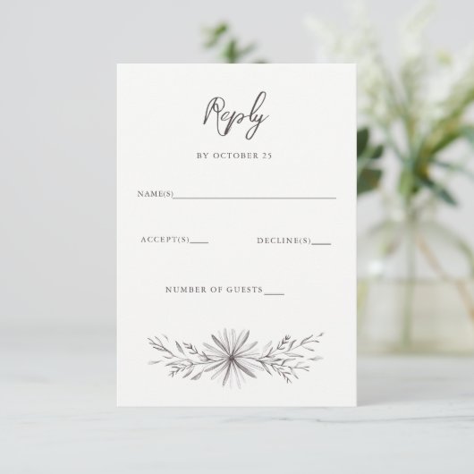 素朴エレガントフローラ結婚スケッチ 出欠カード (スタンド正面)