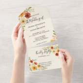 素朴エレガントフローラ結婚 オールインワン招待状 (貼ってはがせる)