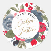 素朴エレガントフローラ赤緑感謝していい ラウンドシール (正面)