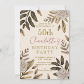 素朴エレガントフローラ50番目の誕生日招待状 招待状 (正面)