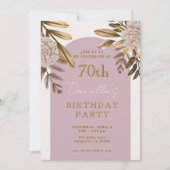素朴エレガントフローラ70番目の誕生日招待状 招待状 (正面)