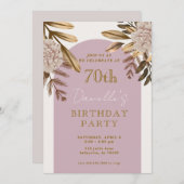 素朴エレガントフローラ70番目の誕生日招待状 招待状 (正面/裏面)