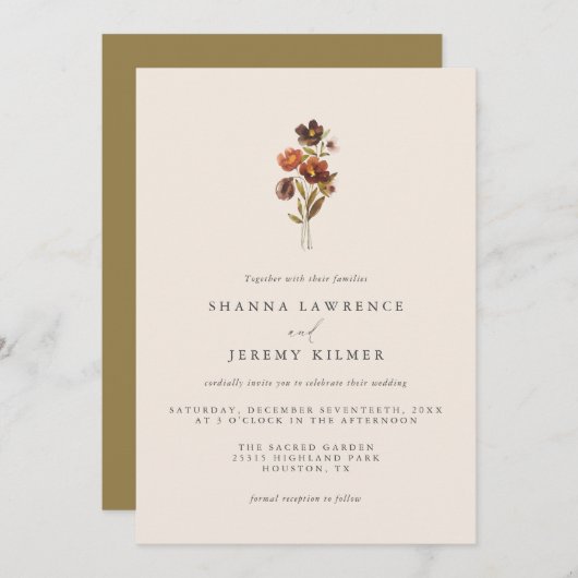 素朴エレガントミニマル結婚s |招待状 招待状 (正面/裏面)