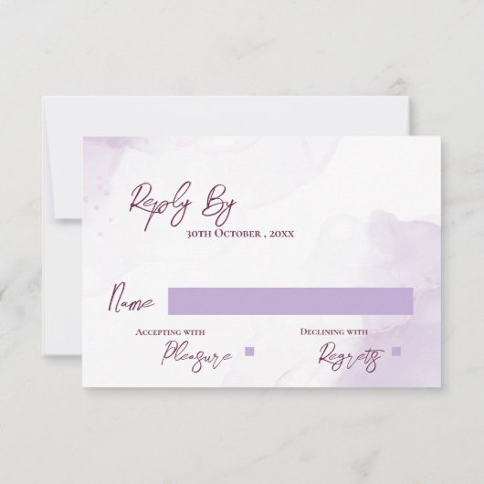 素朴エレガントメイソン・ジャーの紫色の結婚花 出欠カード (裏面)