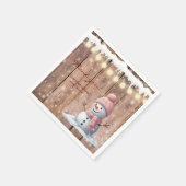 素朴エレガントモダン雪だるま スタンダードカクテルナプキン (角)