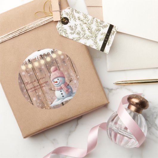 素朴エレガントモダン雪だるま ラウンドシール (ギフト)