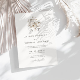 素朴エレガントモノグラ結婚ムフローラ 招待状