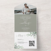 素朴エレガントユーカリ写真QRコー結婚ド オールインワン招待状 (内側)